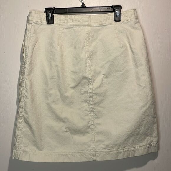 J. Crew- Midi Front Slit Light Khaki Skirt w/ Large Pockets 100% Cotton- Size 12 - Picture 2 of 9